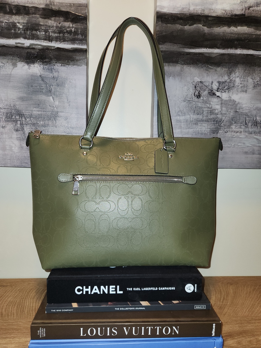 Coach Olive Green Signature Tote Bag